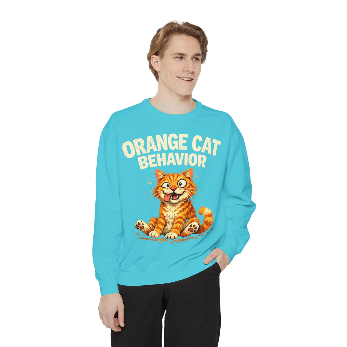 Orange Cat Behavior Sweatshirt — Cute Ginger Kitty Graphic Pullover