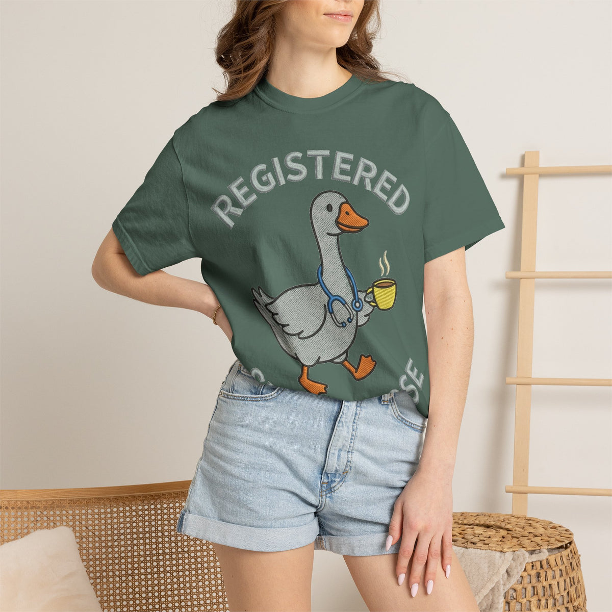 Registered Silly Goose Shirt, Faux Embroidery Nurse Goose Tee, Funny RN Shirt, Nurse Gift