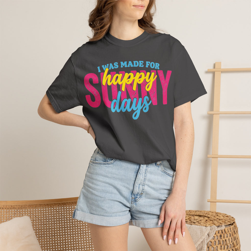 Happy Sunny Days Wide Shirt, Retro Layered Type Summer Tee, Bright Vacation Shirt, Summer Gift