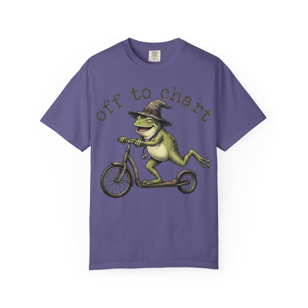 Off To Chart Grinning Frog Shirt, Nurse Frog Scooter Tee, Funny Charting Shirt, RN Gift
