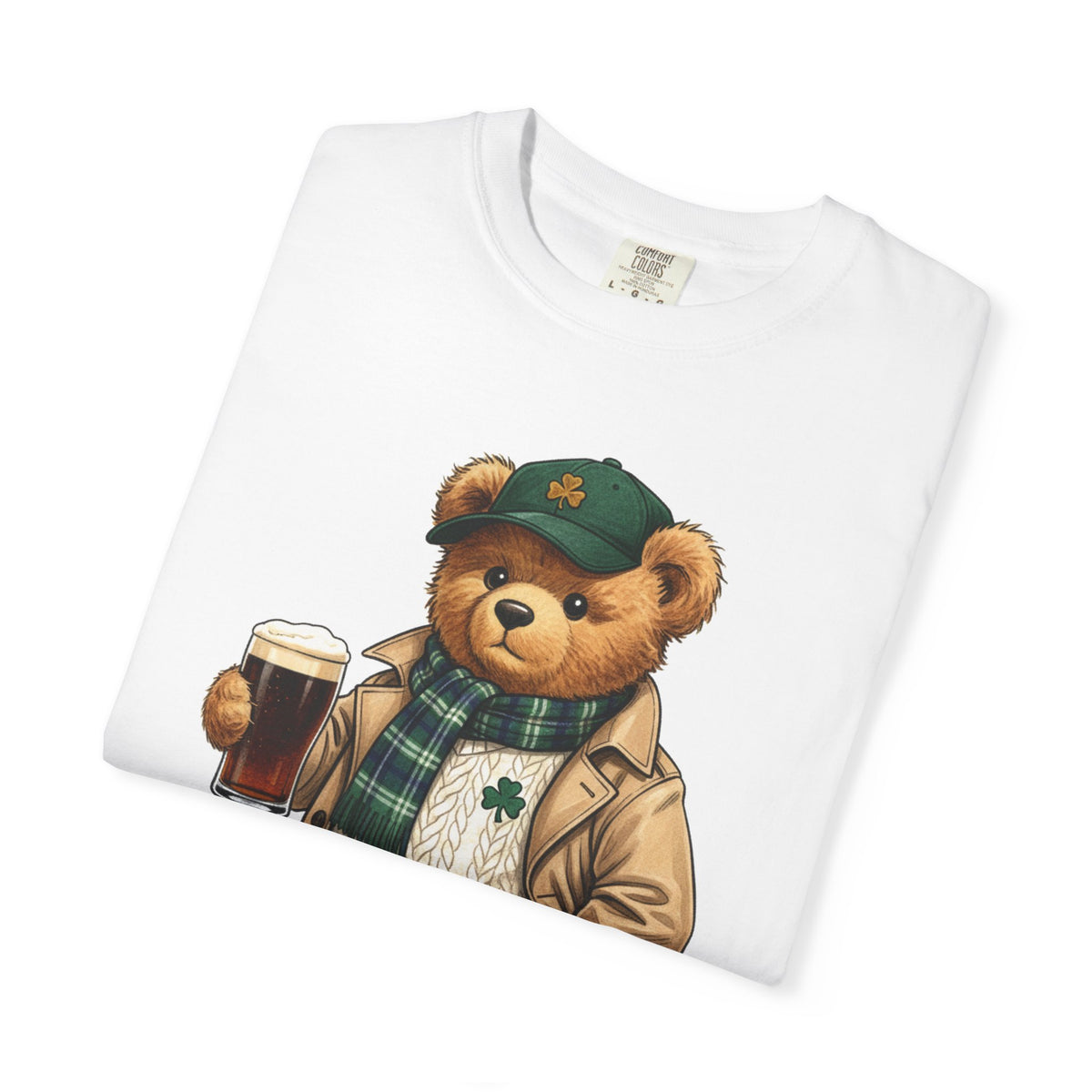 Irish Teddy Bear Trench Coat Shirt, Flat Cap Bear Stout Pint Tee, St Patricks Day Shirt, Irish Gift