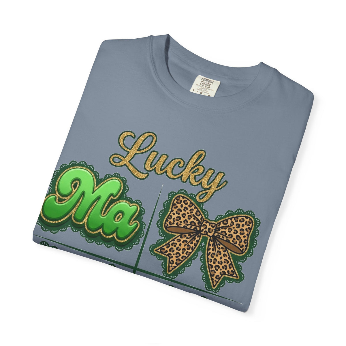 Lucky Mama Shirt, St Patricks Day Leopard Bow Tee, Green Glitter Mama Shirt, Irish Mom Gift