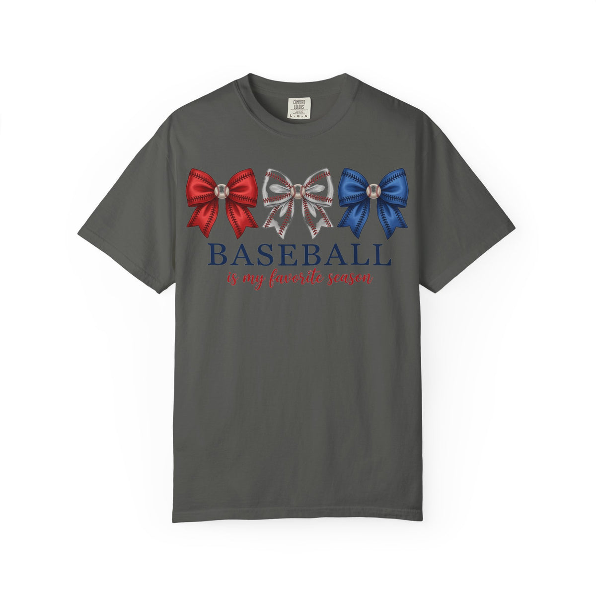 Baseball Is My Favorite Season Tee, Small Bow Trio Baseball Shirt, Coquette Sports Mom Shirt, Game Day Gift