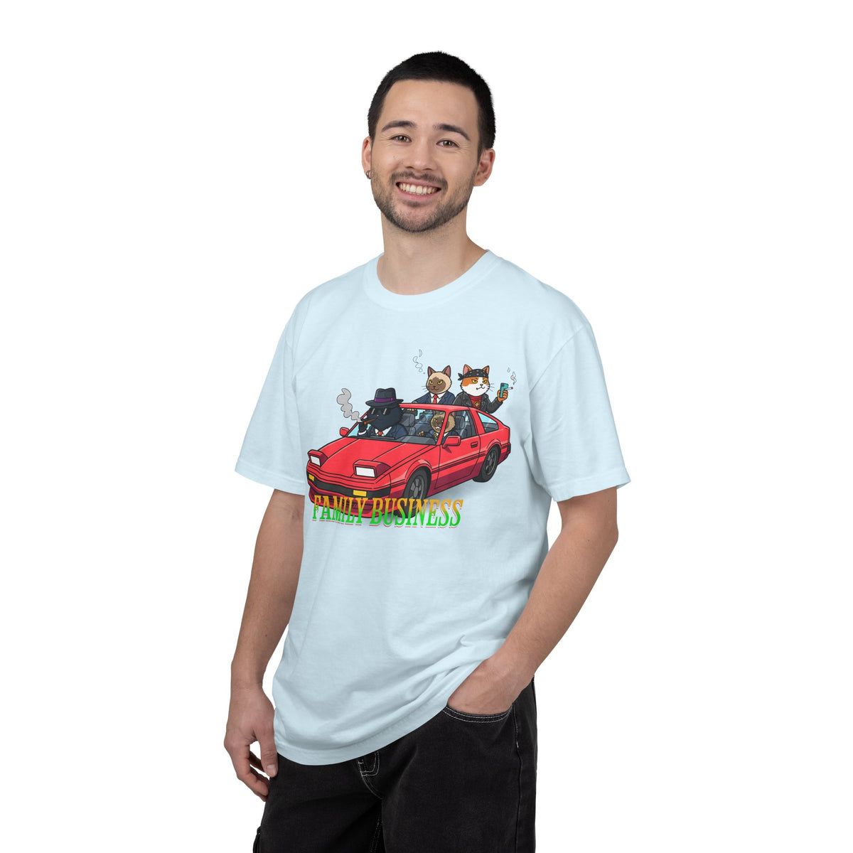 Family Business T-Shirt — Retro Car with Fox Crew Graphic