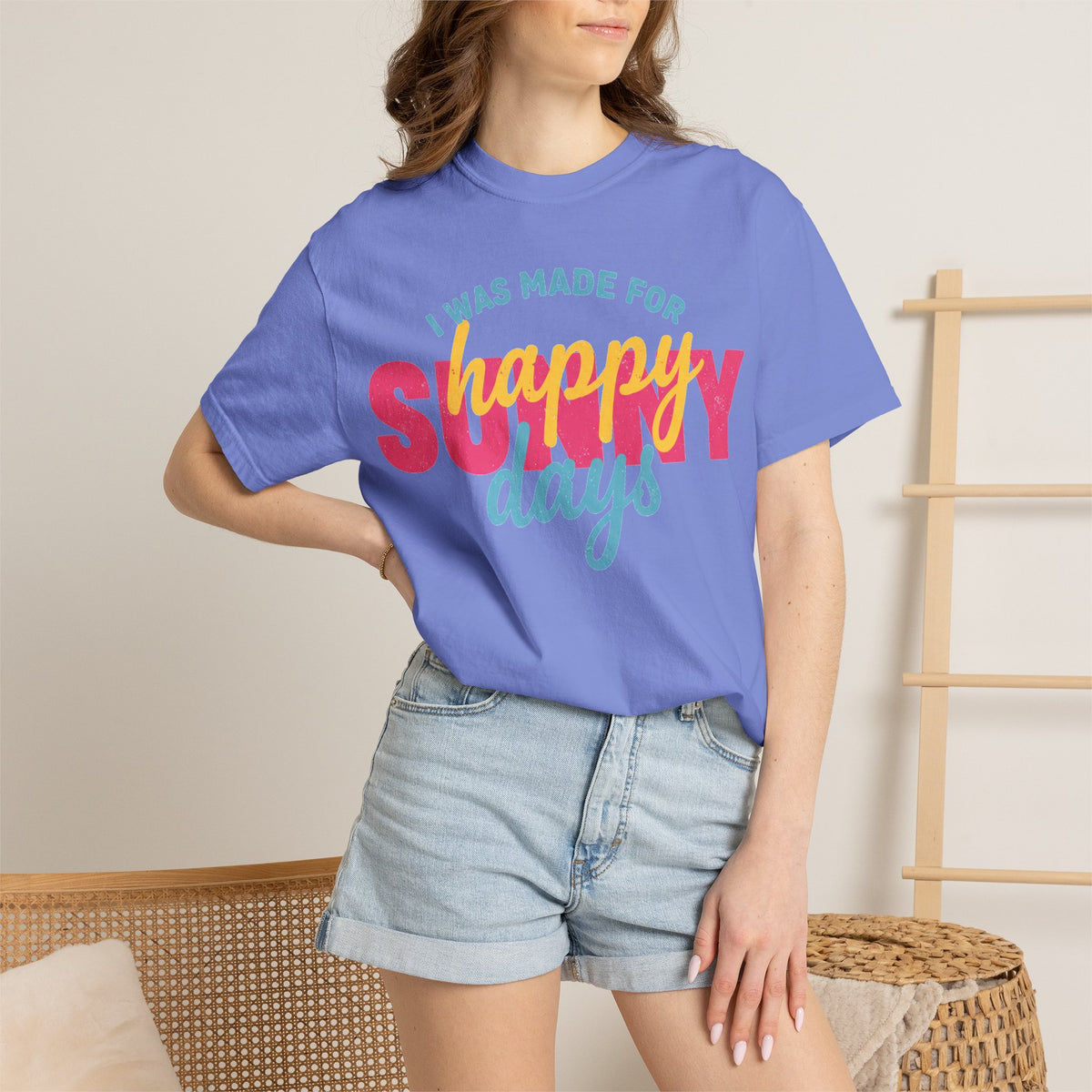 I Was Made For Happy Sunny Days Pastel Shirt, Soft Retro Summer Tee, Beach Vacation Shirt, Summer Gift