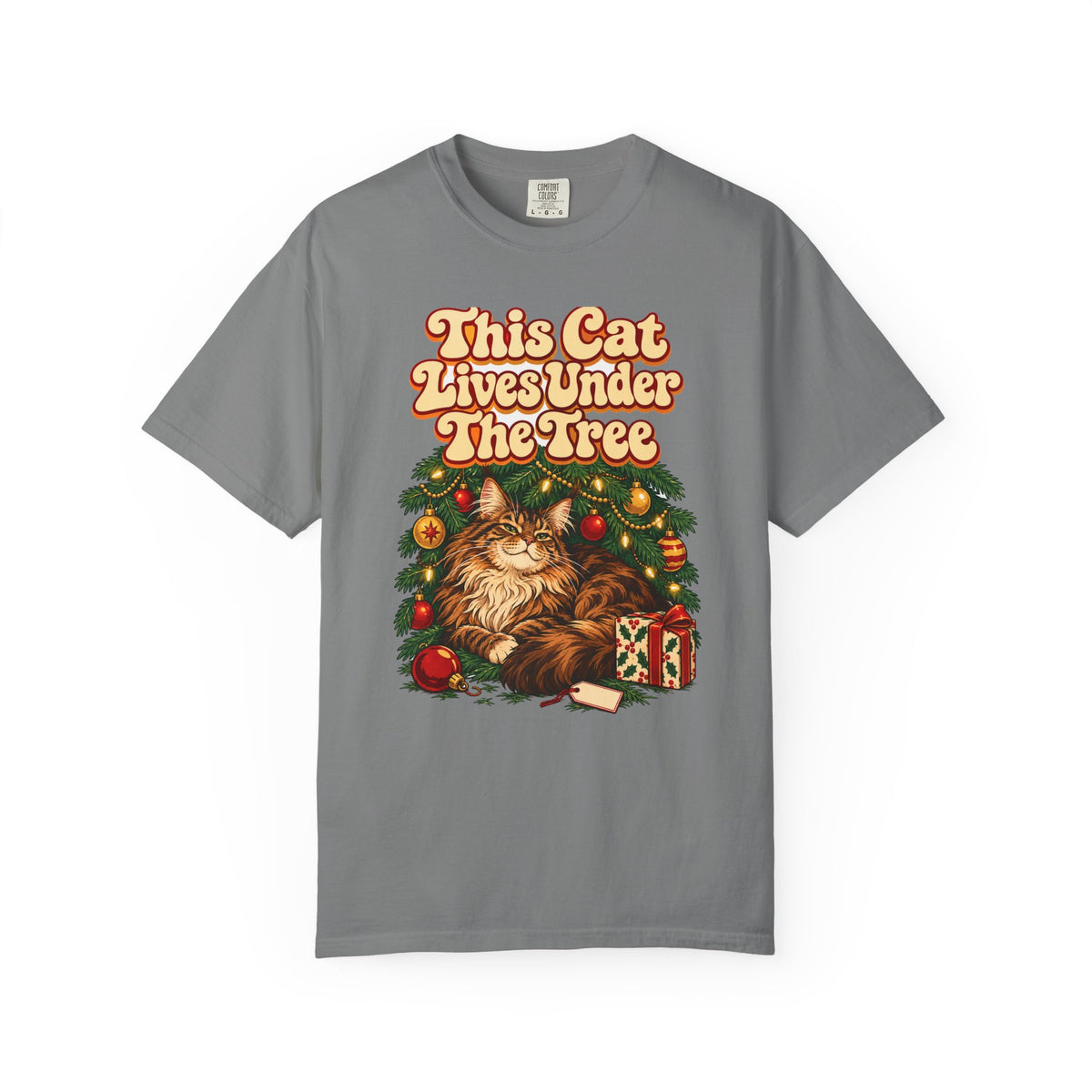 Funny Christmas Cat Shirt This Cat Lives Under The Tree Shirt, Funny Holiday Gift Shirt, Christmas Gift Idea