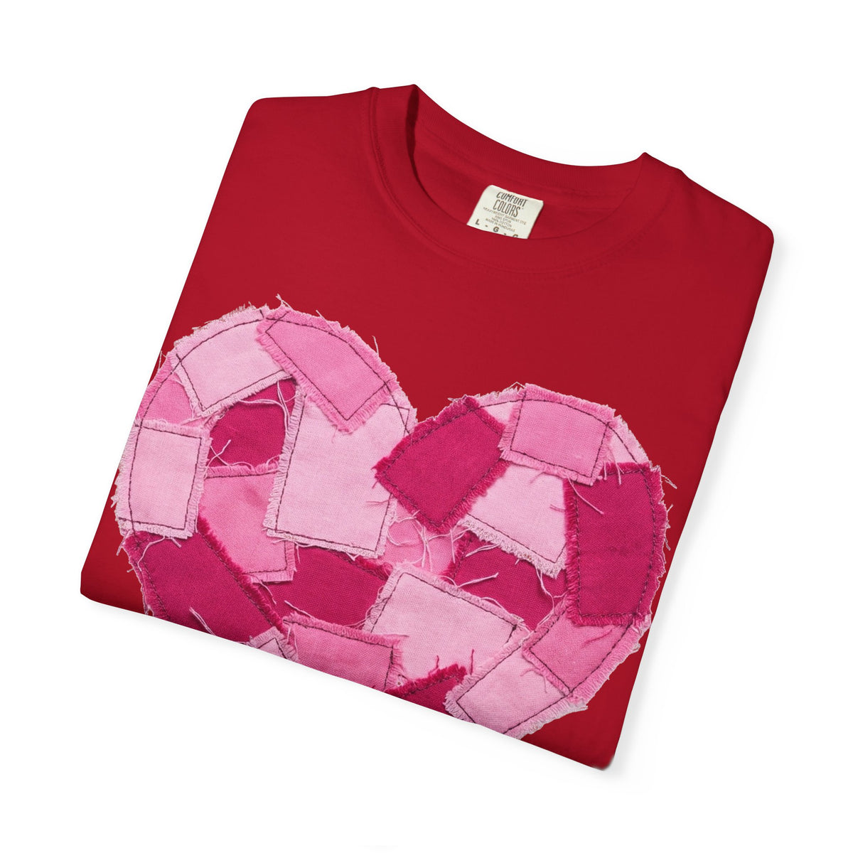 Patchwork Heart Shirt, Frayed Pink Quilt Heart Tee, Shabby Chic Valentine Shirt, Cozy Gift