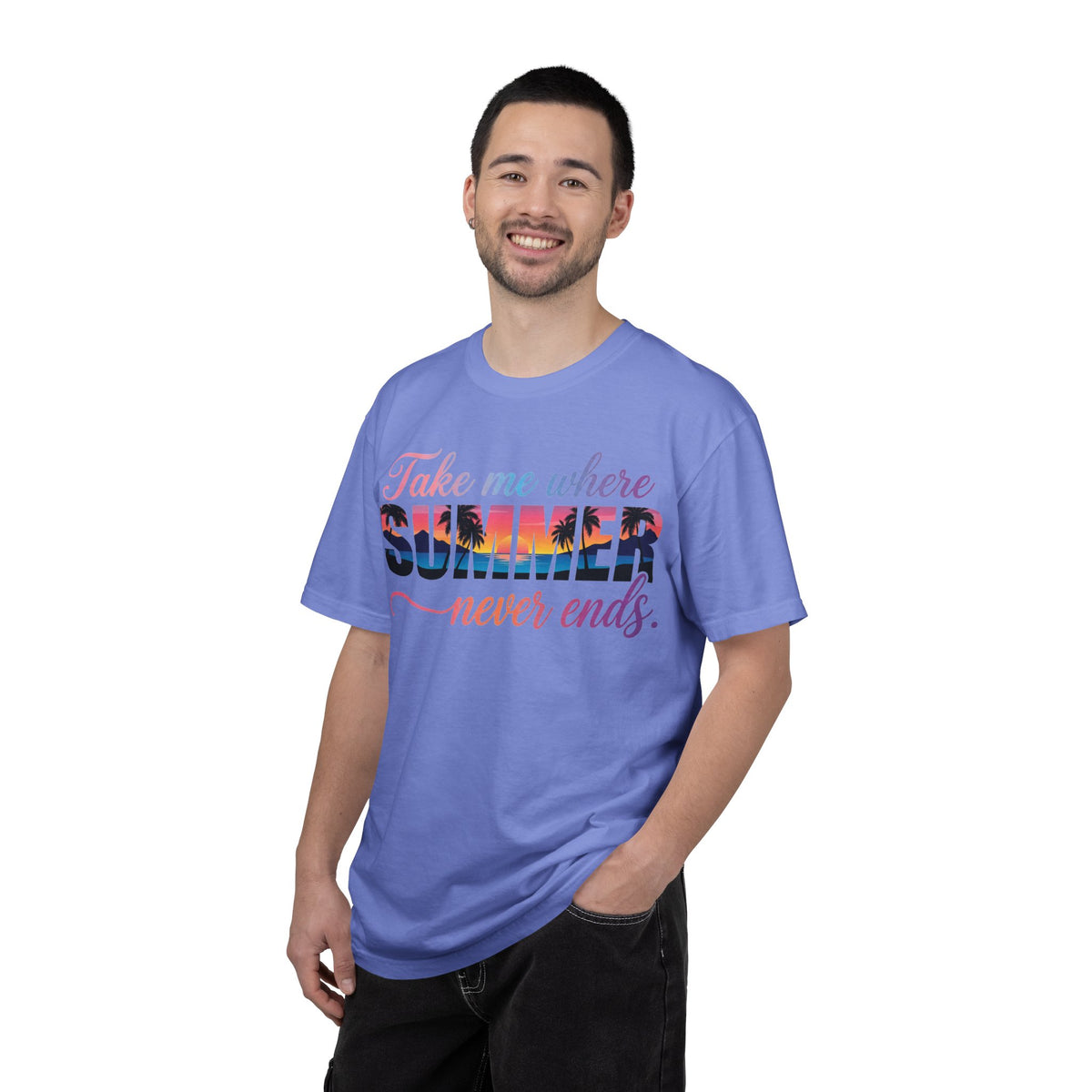 Take Me Where Summer Never Ends Shirt, Sunset Palm Tree Tee, Beach Vacation Shirt, Summer Gift