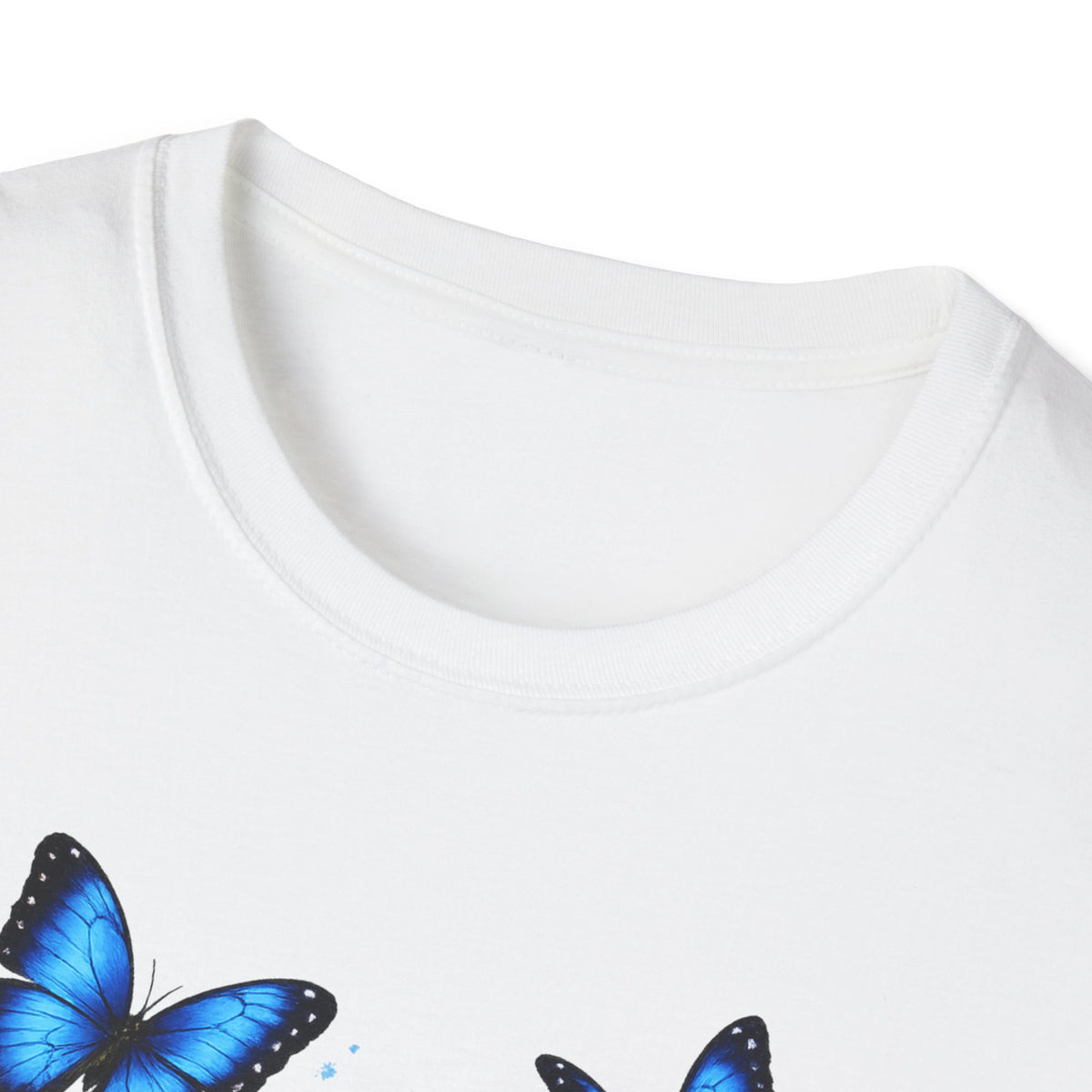 Rose and Blue Butterflies T-Shirt — Floral Garden Tee for Spring & Gifts