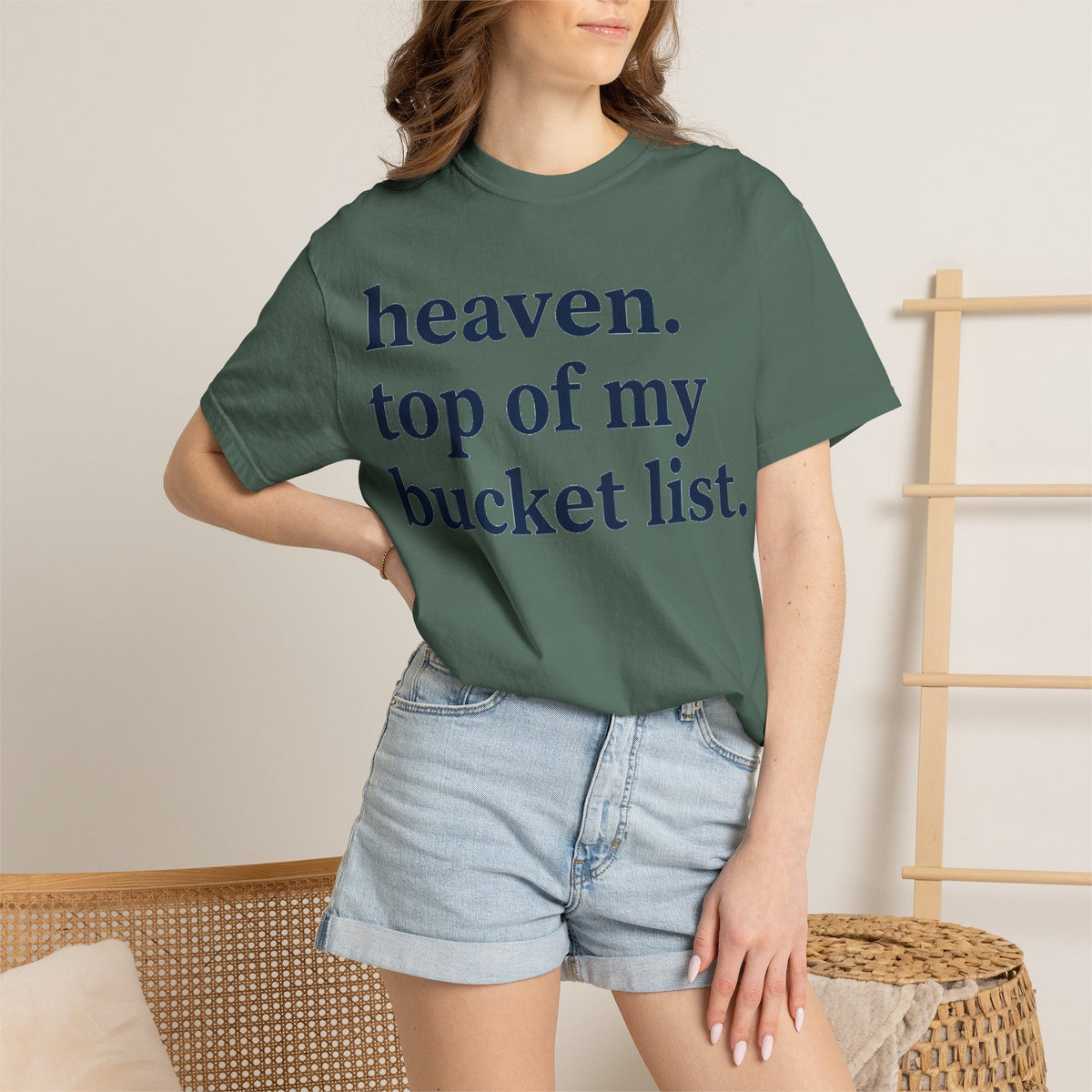 Heaven Top Of My Bucket List Classic Shirt, Serif Typography Faith Tee, Christian Gift Shirt