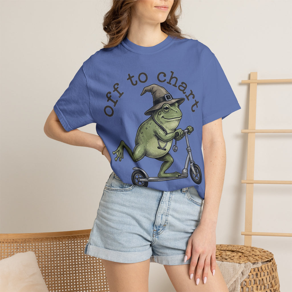 Off To Chart Etched Frog Shirt, Vintage Nurse Frog Scooter Tee, Charting Humor Shirt, RN Gift