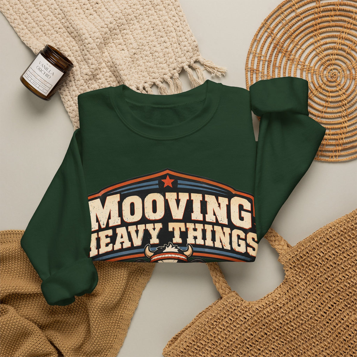 Funny Gym Sweatshirt Mooving Heavy Things | Cow Weightlifting Sweatshirt | Funny Workout Sweatshirt | Gym Lover Gift