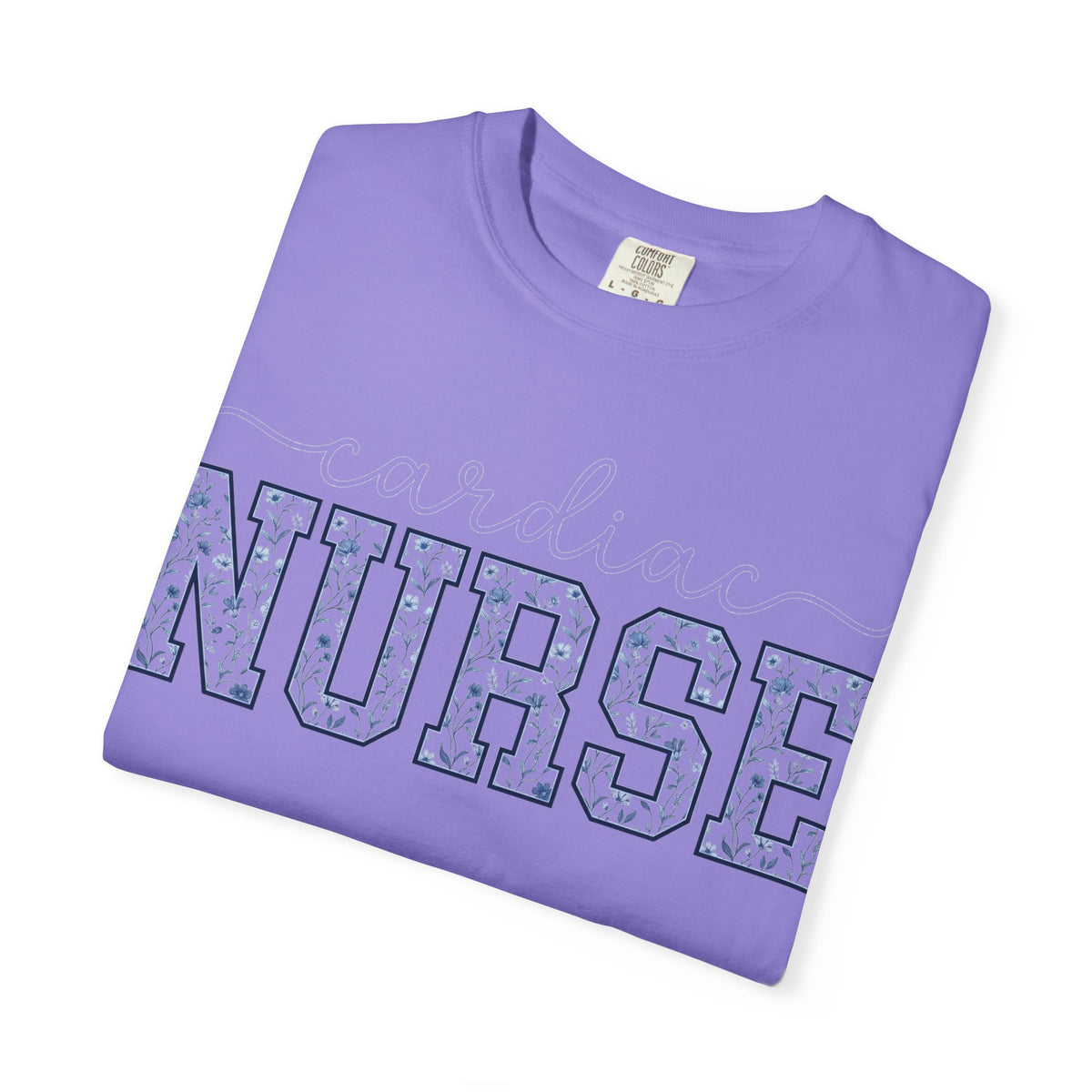 Cardiac Nurse Shirt, Blue Floral Varsity Nurse Tee, Cardiology RN Shirt, Cardiac Nurse Gift