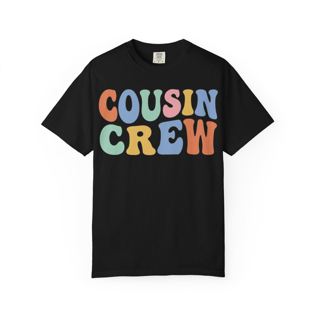 Cousin Crew Wide Groovy Shirt, Pastel Retro Letter Tee, Family Reunion Matching Shirt, Cousin Gift