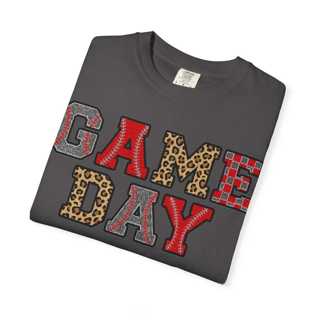 Game Day Varsity Patch Shirt, Baseball Leopard Letter Tee, Sports Mom Shirt, Baseball Mom Gift
