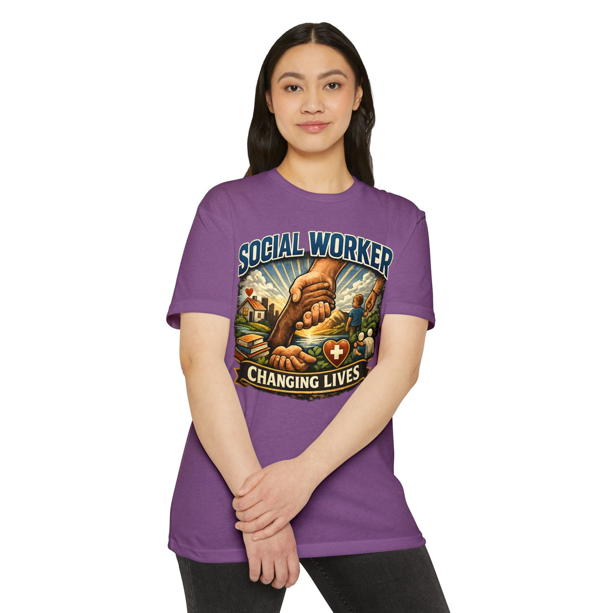 Social Worker T-Shirt — "Changing Lives" Graphic Tee for Caregivers & Advocates