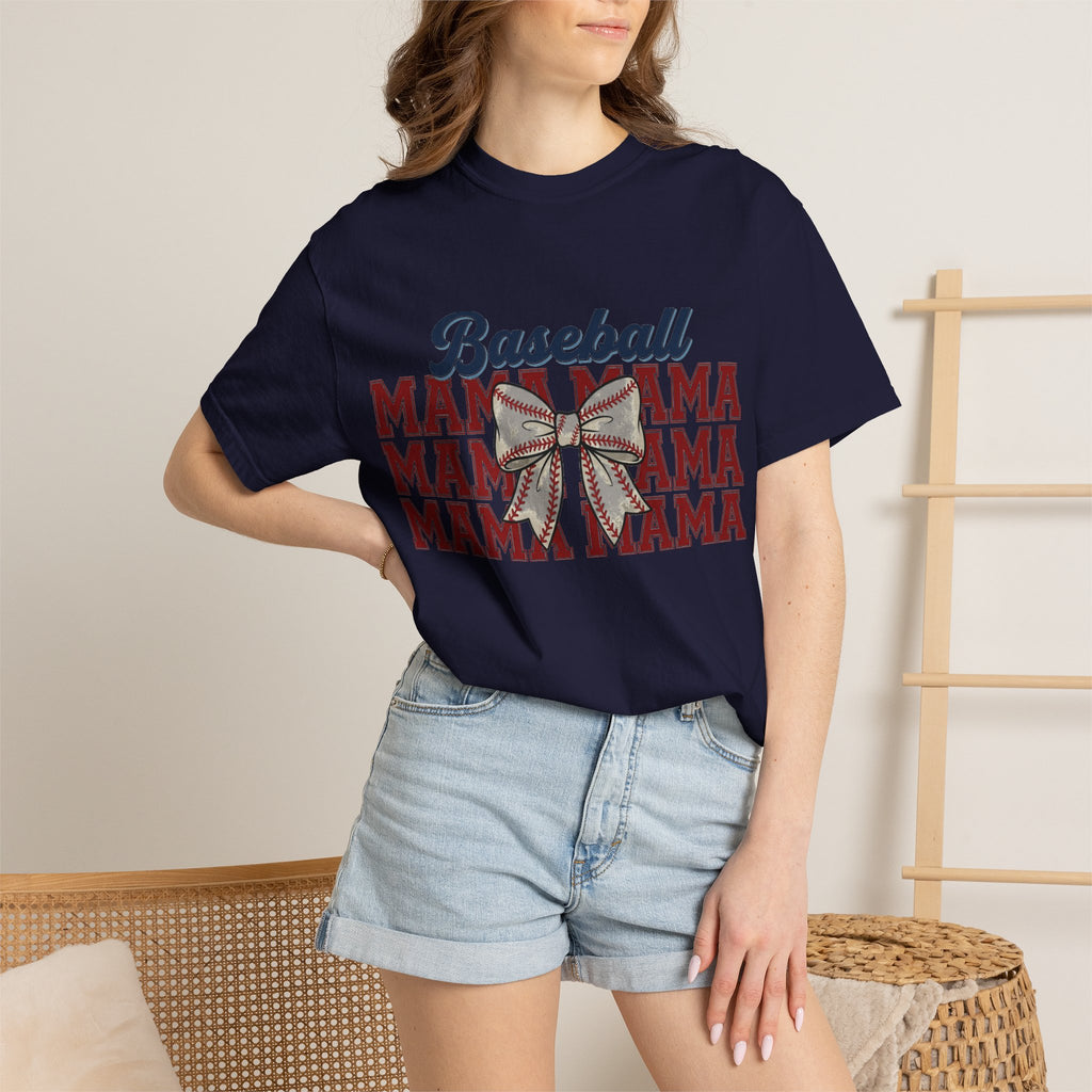 Baseball Mama Three Row Shirt, Varsity Repeat Mama Tee, Baseball Bow Mom Shirt, Little League Gift