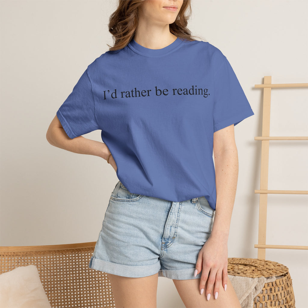 I'd Rather Be Reading Classic Shirt, Serif Book Lover Tee, Simple Bookworm Shirt, Reader Gift