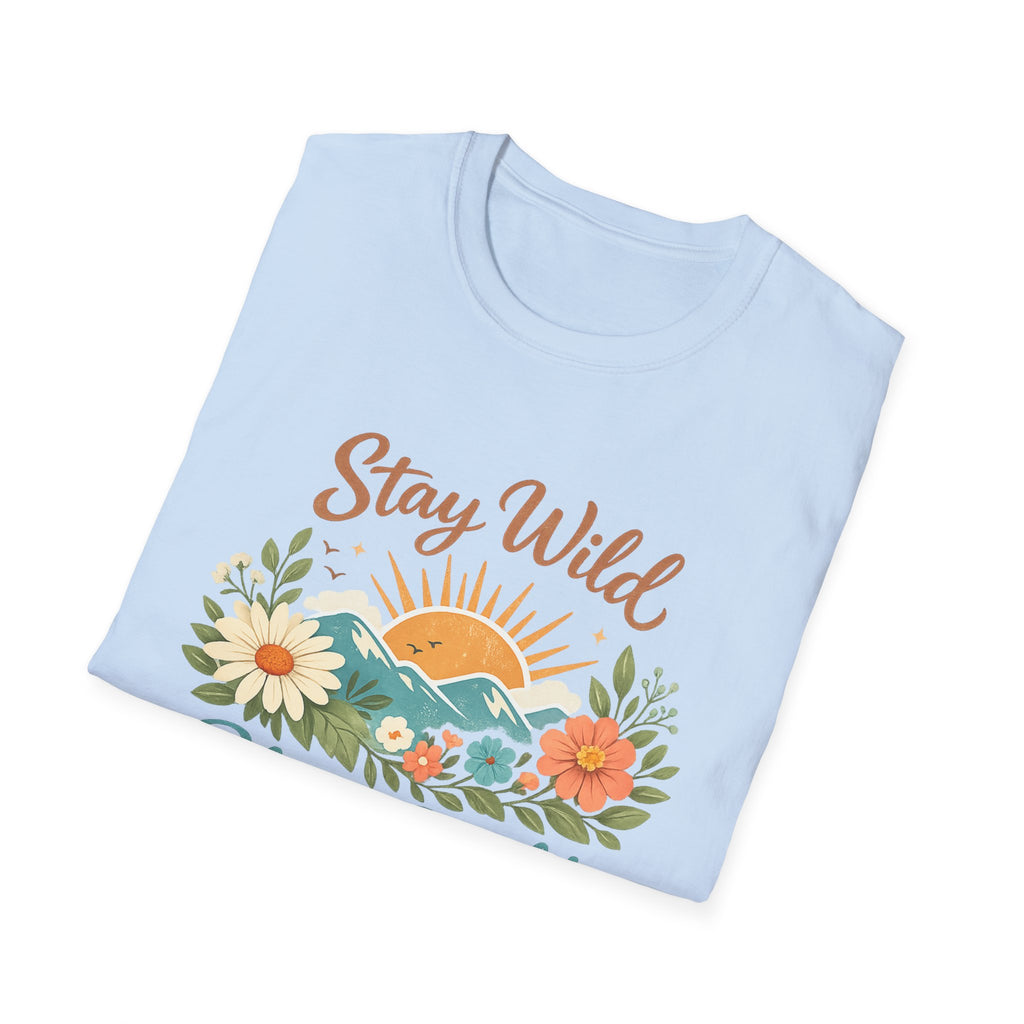 Stay Wild Bloom Bright T-Shirt — Floral Sunset Graphic Tee
