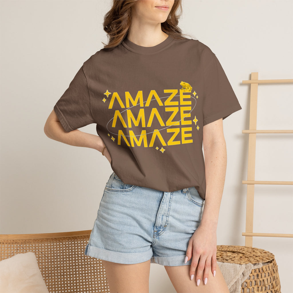 Amaze Amaze Amaze Shirt, Retro Stacked Type Tee, Tiny Frog Graphic Shirt, Funny Minimal Gift