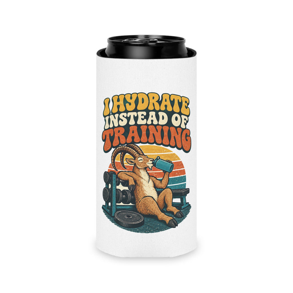 I Hydrate Instead Of Training Can Cooler, Funny Beer Can Sleeve, Gym Gift Stocking Stuffer