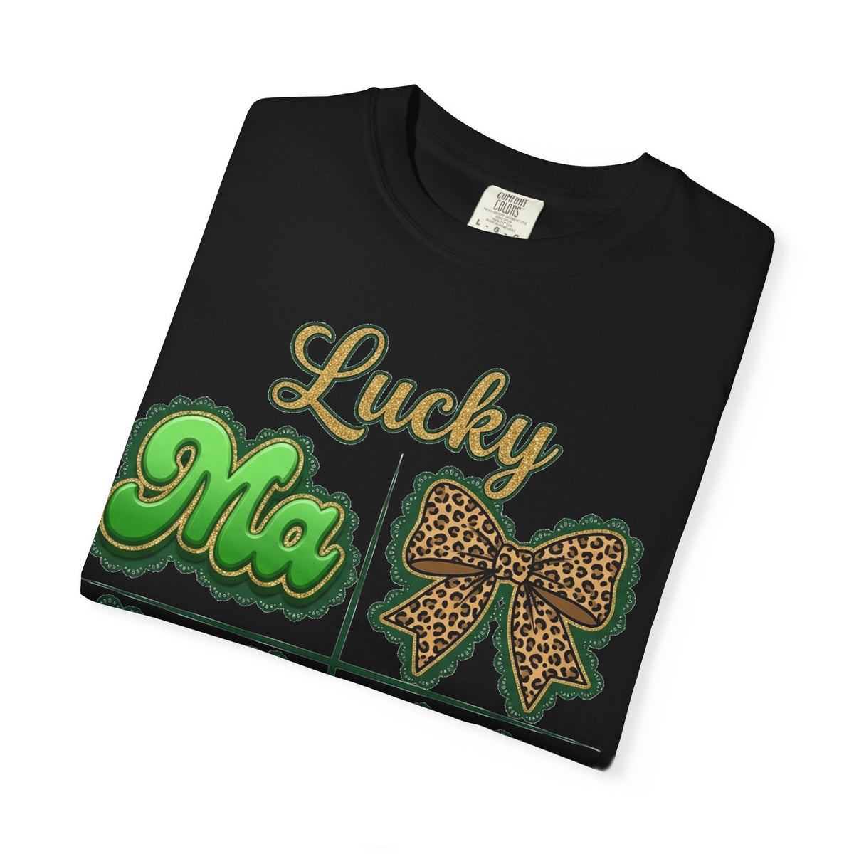 Lucky Mama Shirt, St Patricks Day Leopard Bow Tee, Green Glitter Mama Shirt, Irish Mom Gift