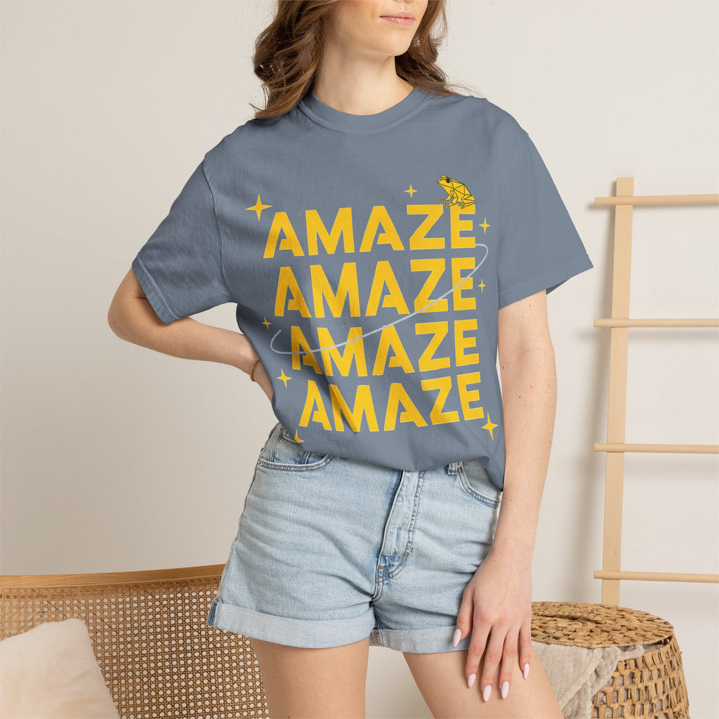 Amaze Amaze Amaze Amaze Shirt, Four Line Retro Type Tee, Frog Sparkle Graphic Shirt, Trendy Gift