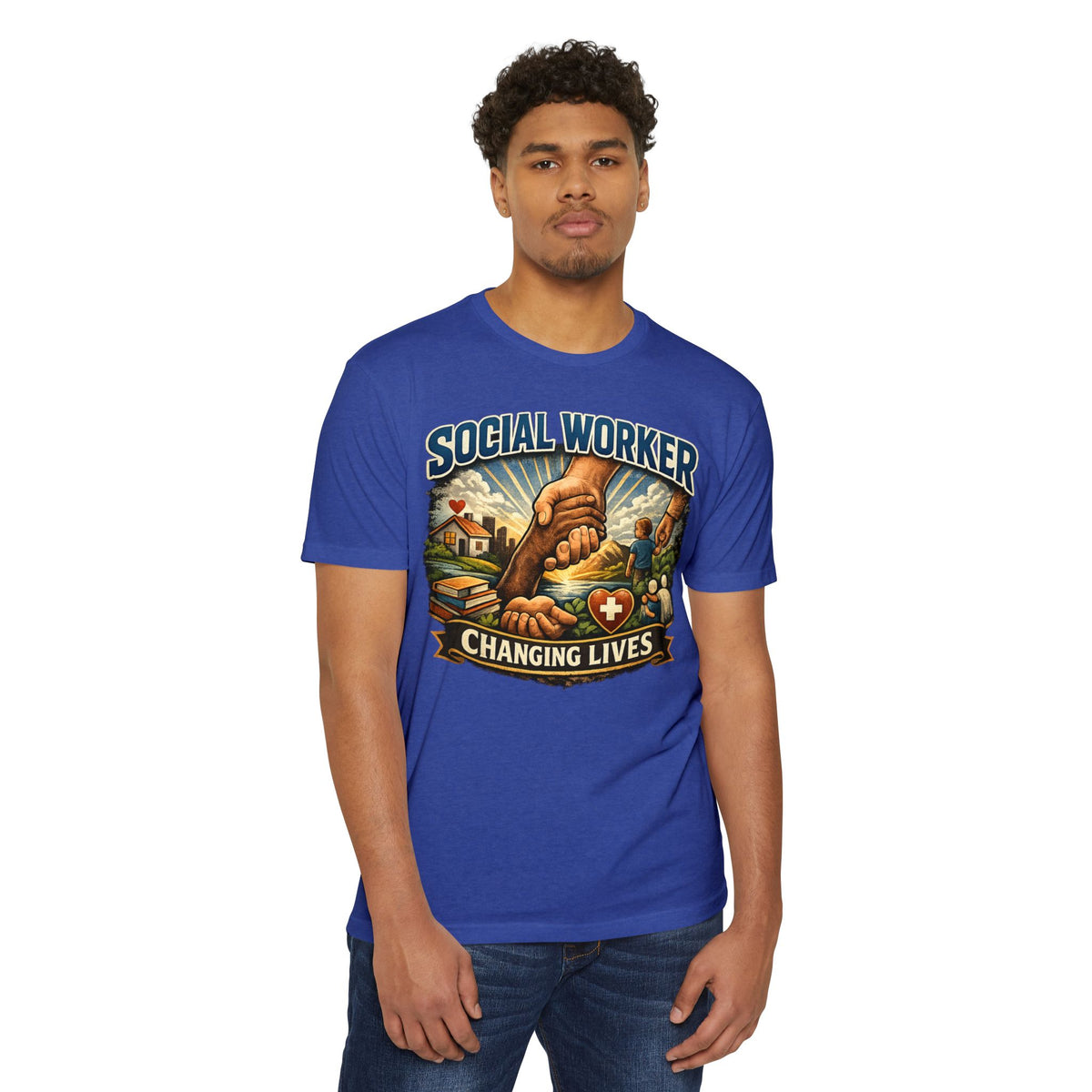 Social Worker T-Shirt — "Changing Lives" Graphic Tee for Caregivers & Advocates