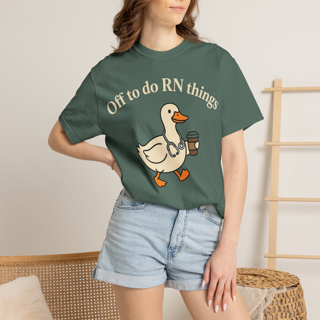 Off To Do RN Things Shirt, Funny Nurse Duck Coffee Tee, Stethoscope Duck Shirt, Nurse Gift