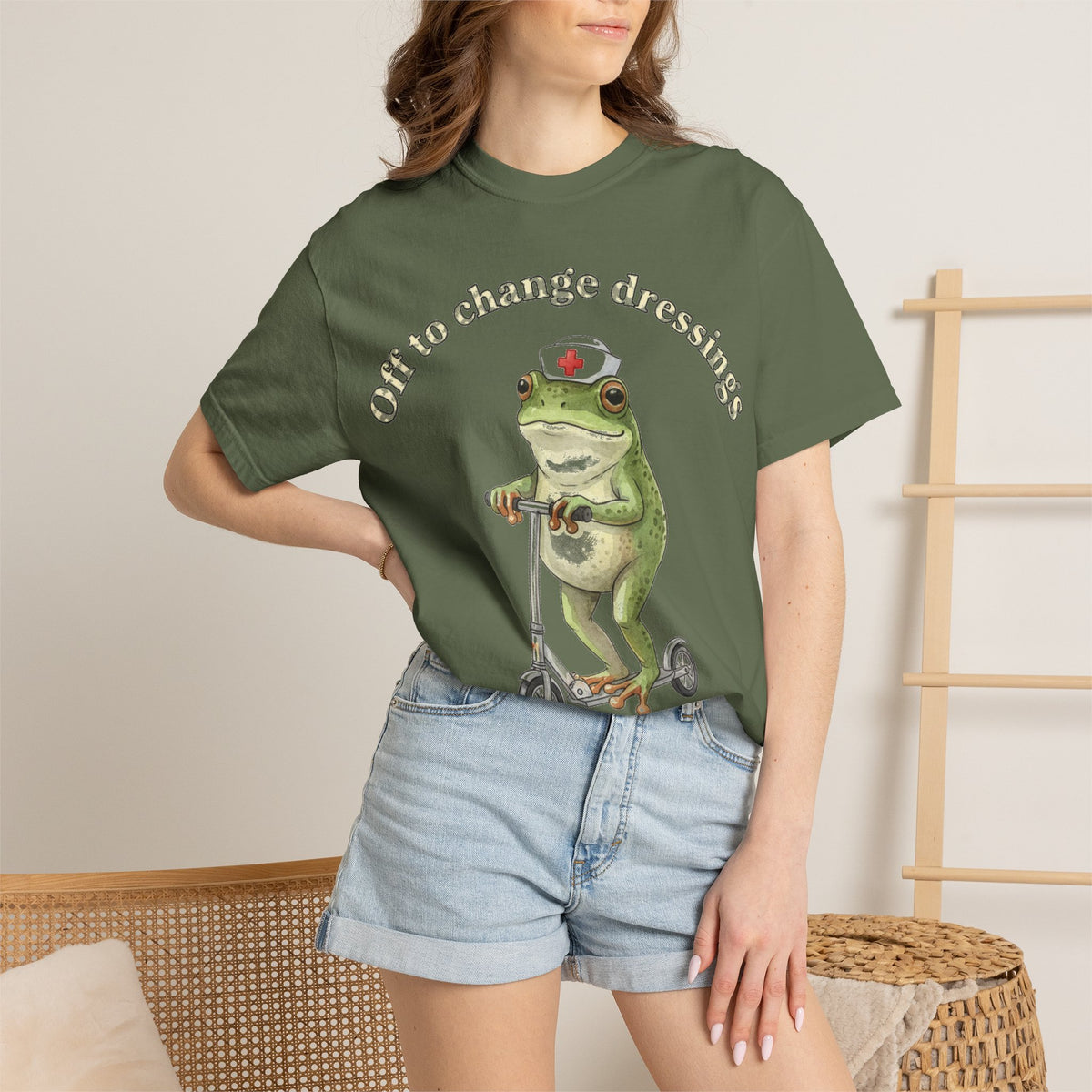 Off To Change Dressings Shirt, Funny Nurse Frog Scooter Tee, Wound Care Nurse Shirt, RN Gift