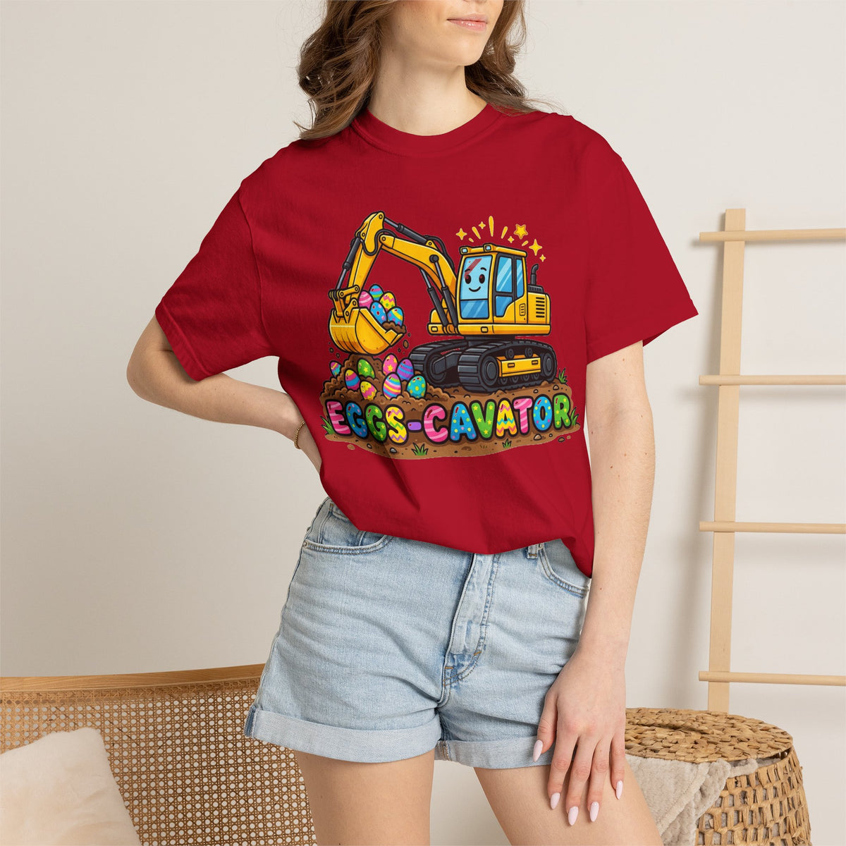 Eggs-Cavator Excavator Shirt, Funny Easter Construction Tee, Digger Easter Egg Shirt, Boys Easter Gift
