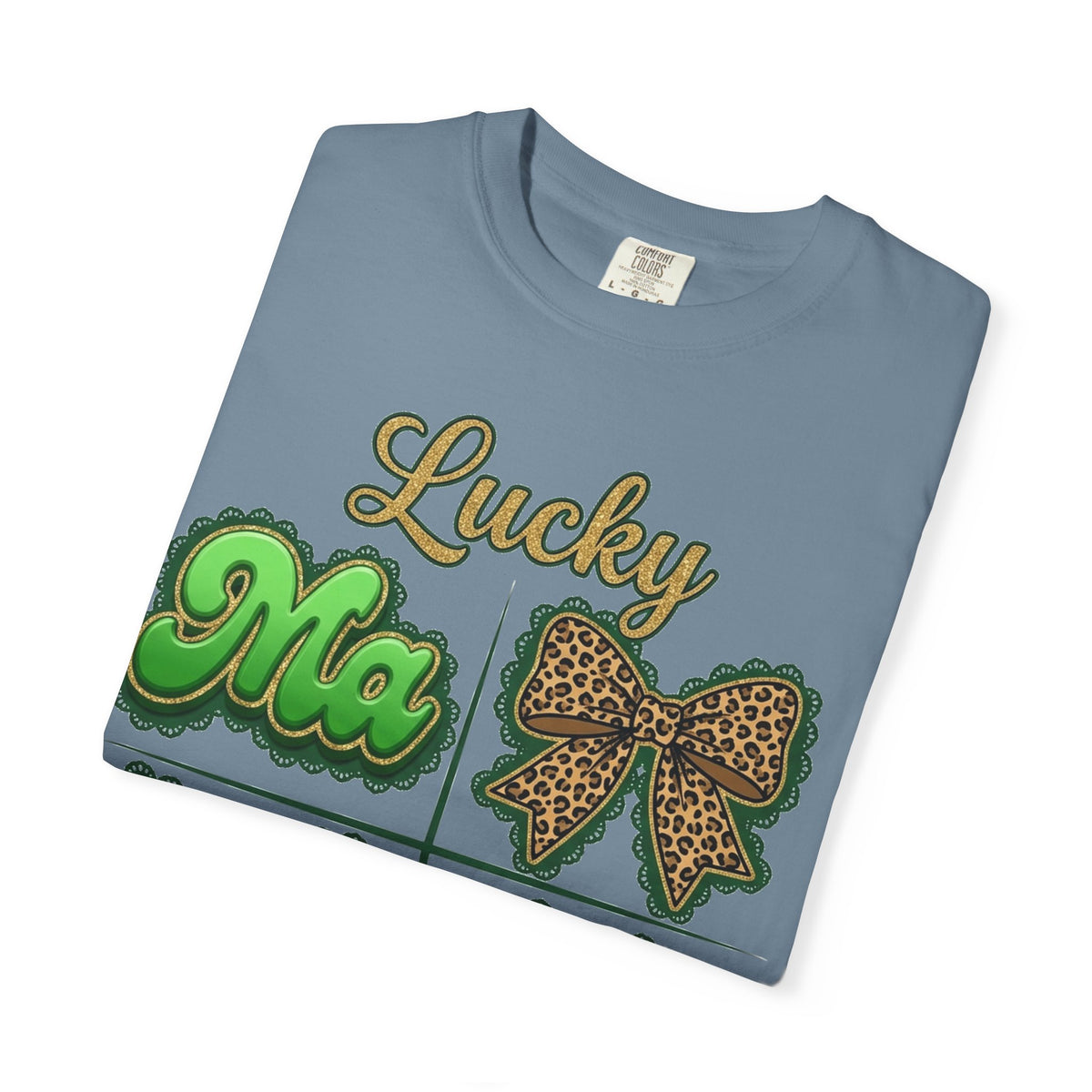 Lucky Mama Shirt, St Patricks Day Leopard Bow Tee, Green Glitter Mama Shirt, Irish Mom Gift