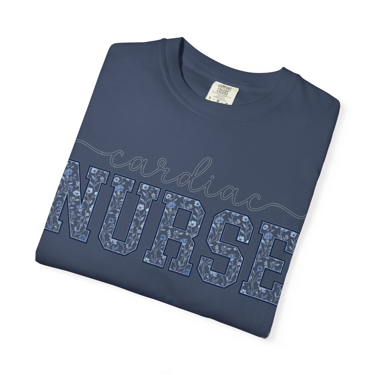 Cardiac Nurse Shirt, Blue Floral Varsity Nurse Tee, Cardiology RN Shirt, Cardiac Nurse Gift