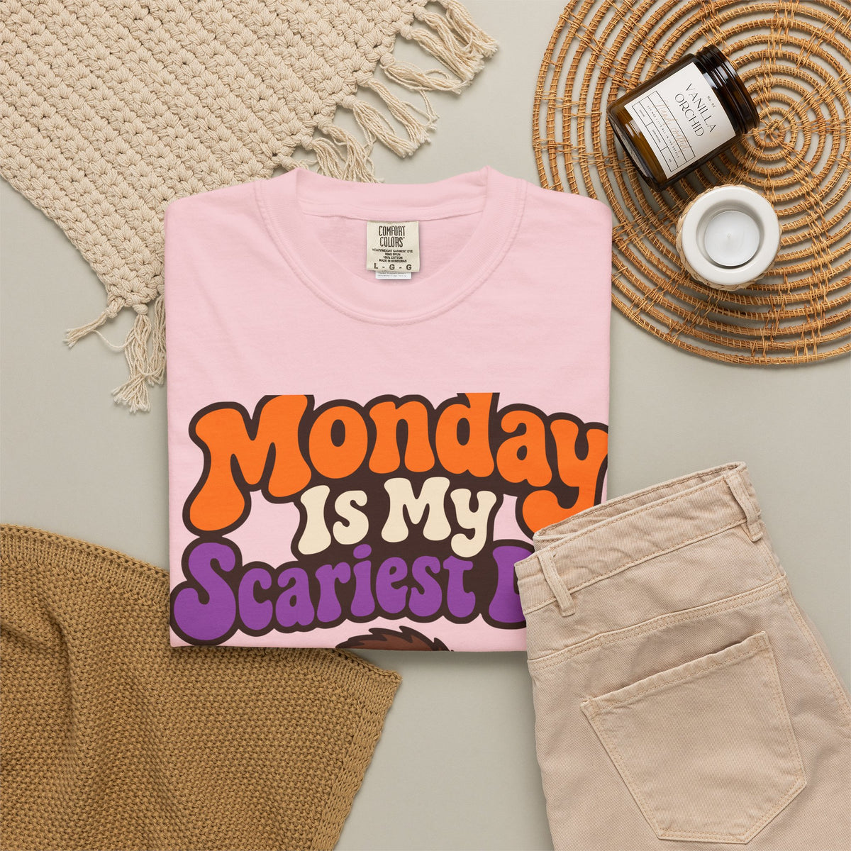 Monday Is My Scariest Day Halloween Shirt, Funny Spider Coffee Tee, Retro Spooky Humor