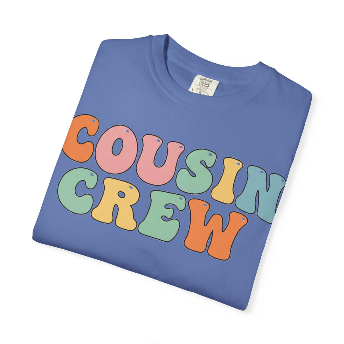 Cousin Crew Stacked Shirt, Groovy Retro Pastel Tee, Matching Cousins Reunion Shirt, Family Gift