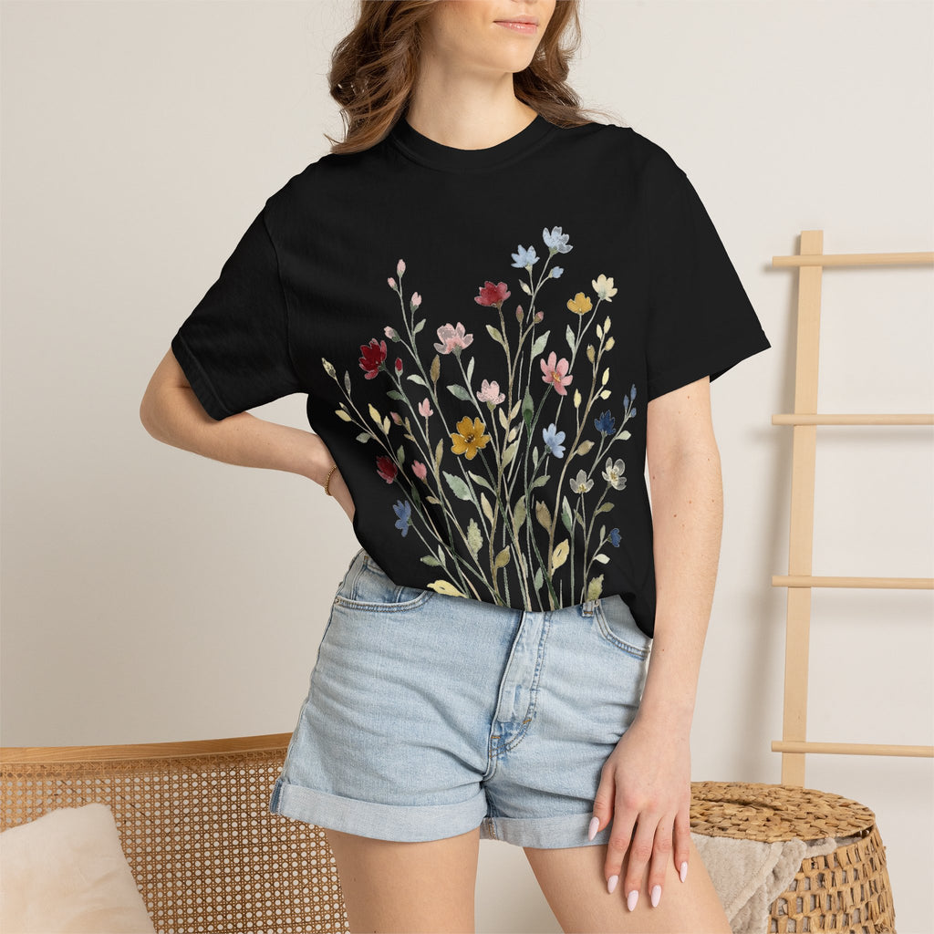 Watercolor Wildflower Spray Shirt, Painted Meadow Bouquet Tee, Cottagecore Floral Shirt, Garden Gift