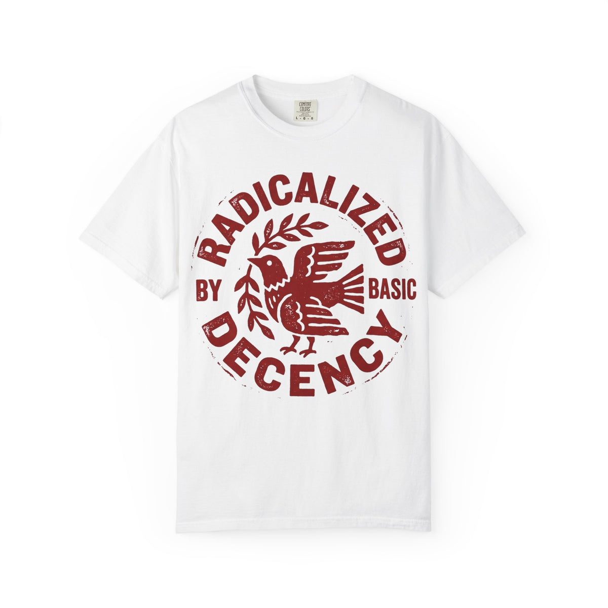Radicalized By Basic Decency Shirt, Folk Art Dove Stamp Tee, Kindness Activist Shirt, Protest Gift