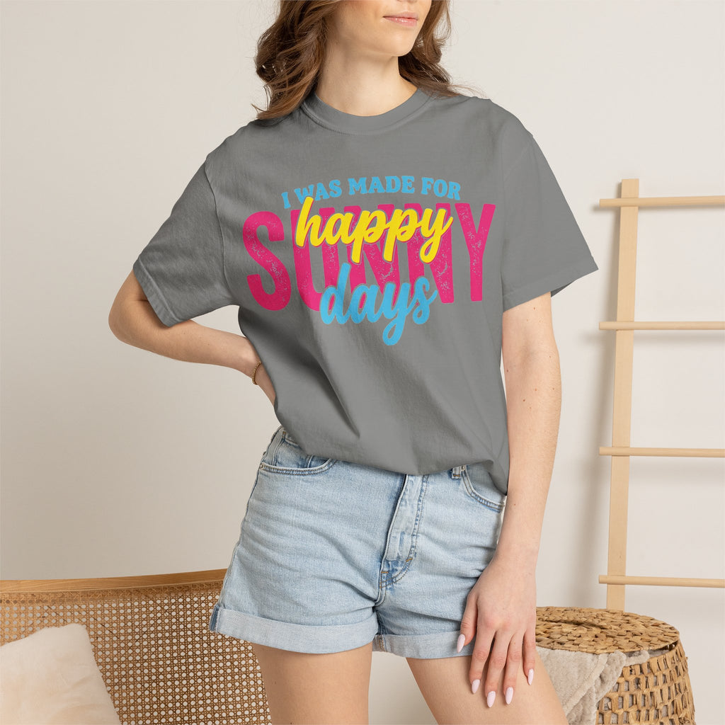 Happy Sunny Days Wide Shirt, Retro Layered Type Summer Tee, Bright Vacation Shirt, Summer Gift