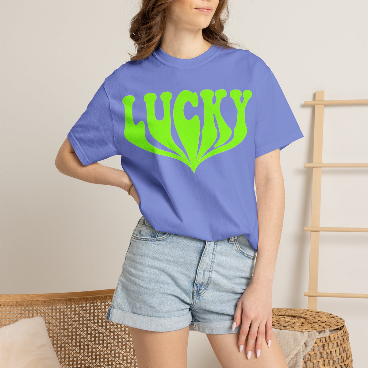 Lucky Drippy Type Shirt, Neon Green Psychedelic Tee, Retro St Patricks Day Shirt, Rave Gift