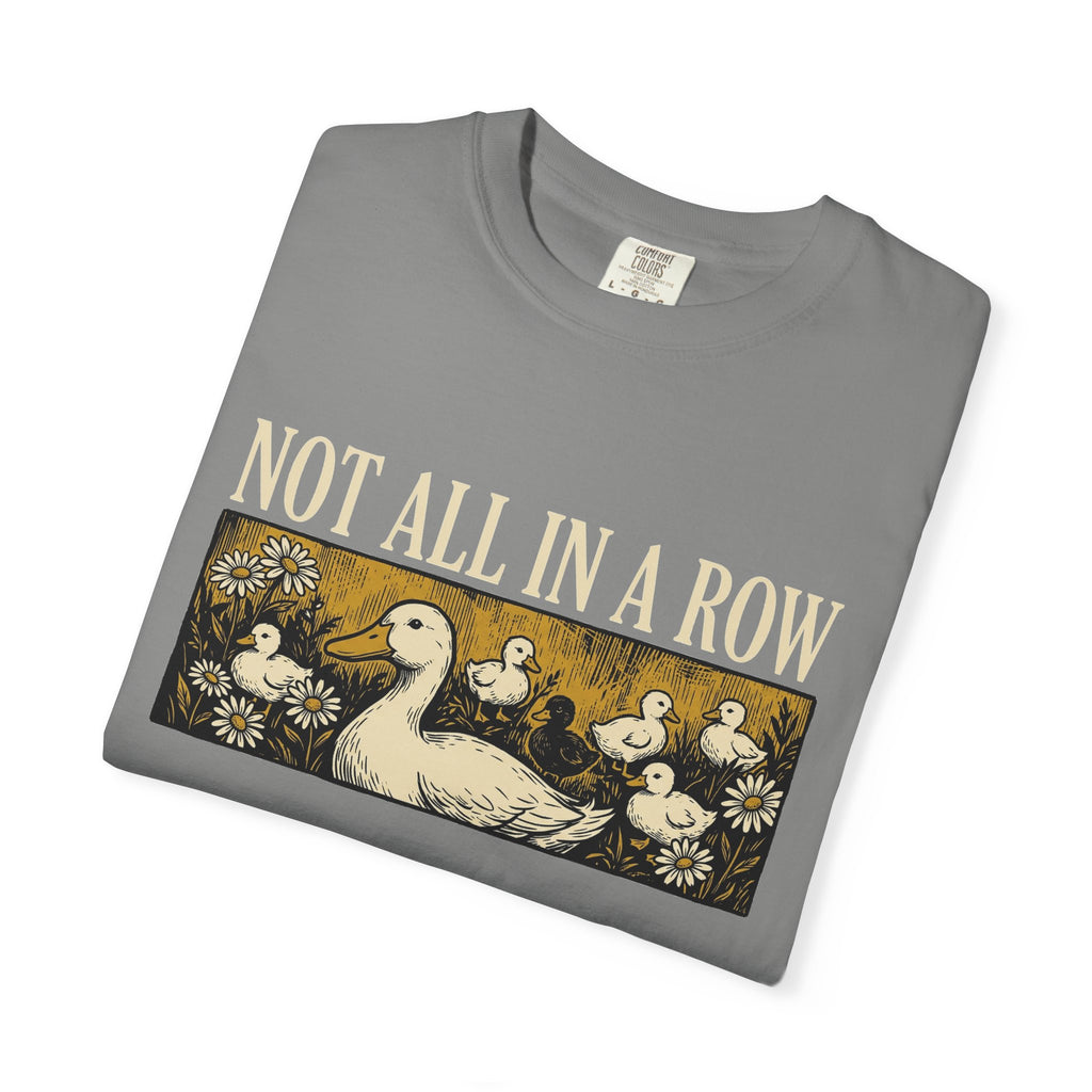 Not All In A Row Gold Panel Shirt, Woodcut Duck Family Tee, Folk Art Duck Shirt, Funny Gift