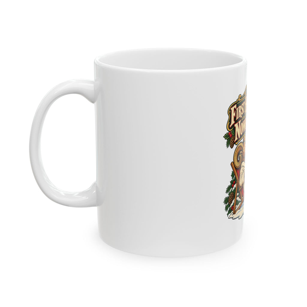 First Holiday With Nowhere To Be Mug, Funny Retiree Christmas Gift, Secret Santa Stocking Stuffer, 11oz 15oz Coffee Mug
