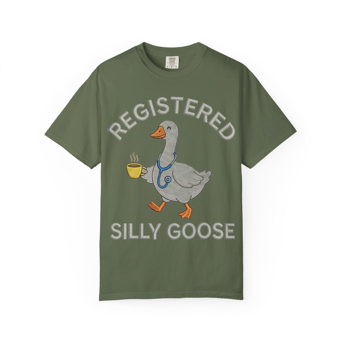 Registered Silly Goose Straight Text Shirt, Embroidered Look Nurse Goose Tee, Funny RN Shirt, Nurse Gift