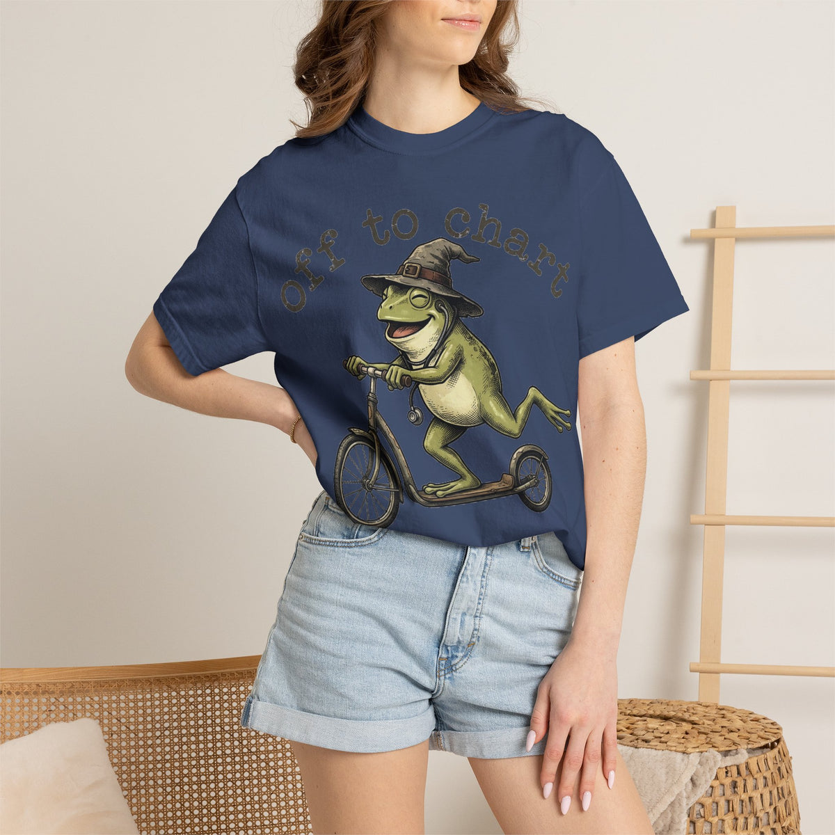 Off To Chart Grinning Frog Shirt, Nurse Frog Scooter Tee, Funny Charting Shirt, RN Gift