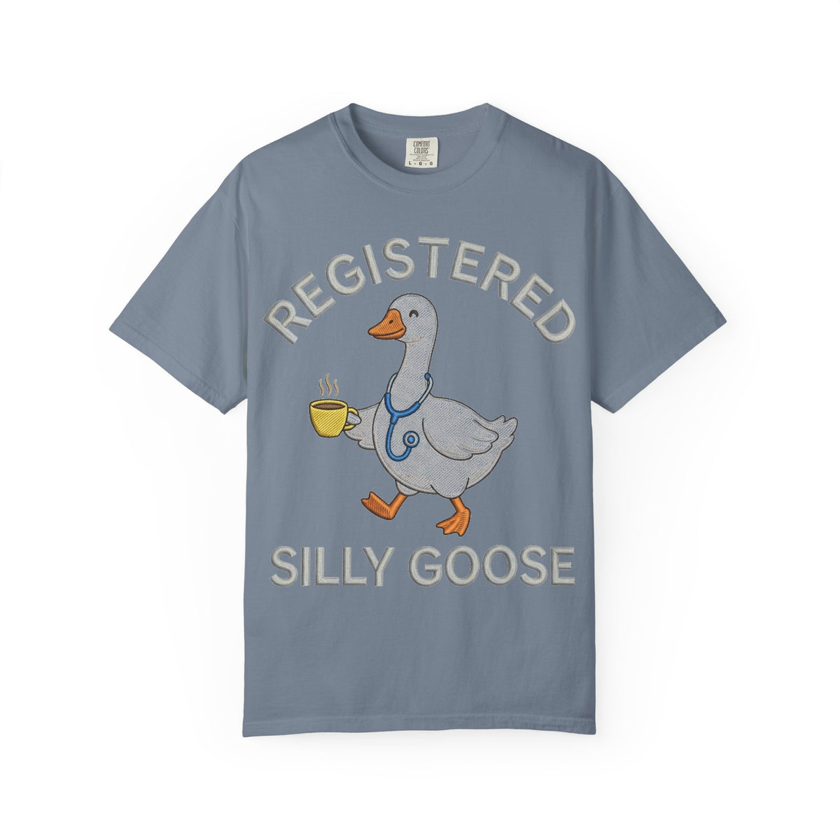 Registered Silly Goose Straight Text Shirt, Embroidered Look Nurse Goose Tee, Funny RN Shirt, Nurse Gift