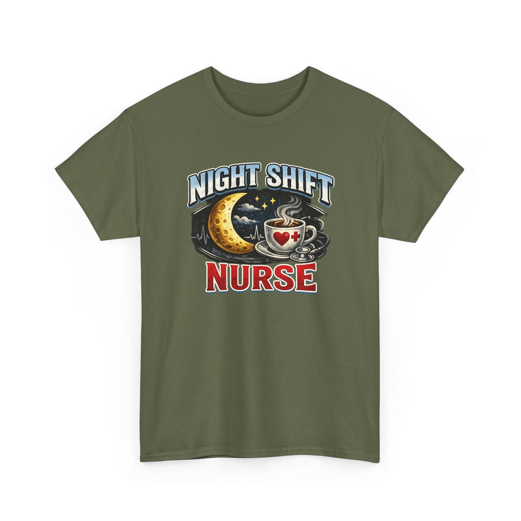Night Shift Nurse T‑Shirt - Cute Moon & Coffee Graphic Tee for Nurses