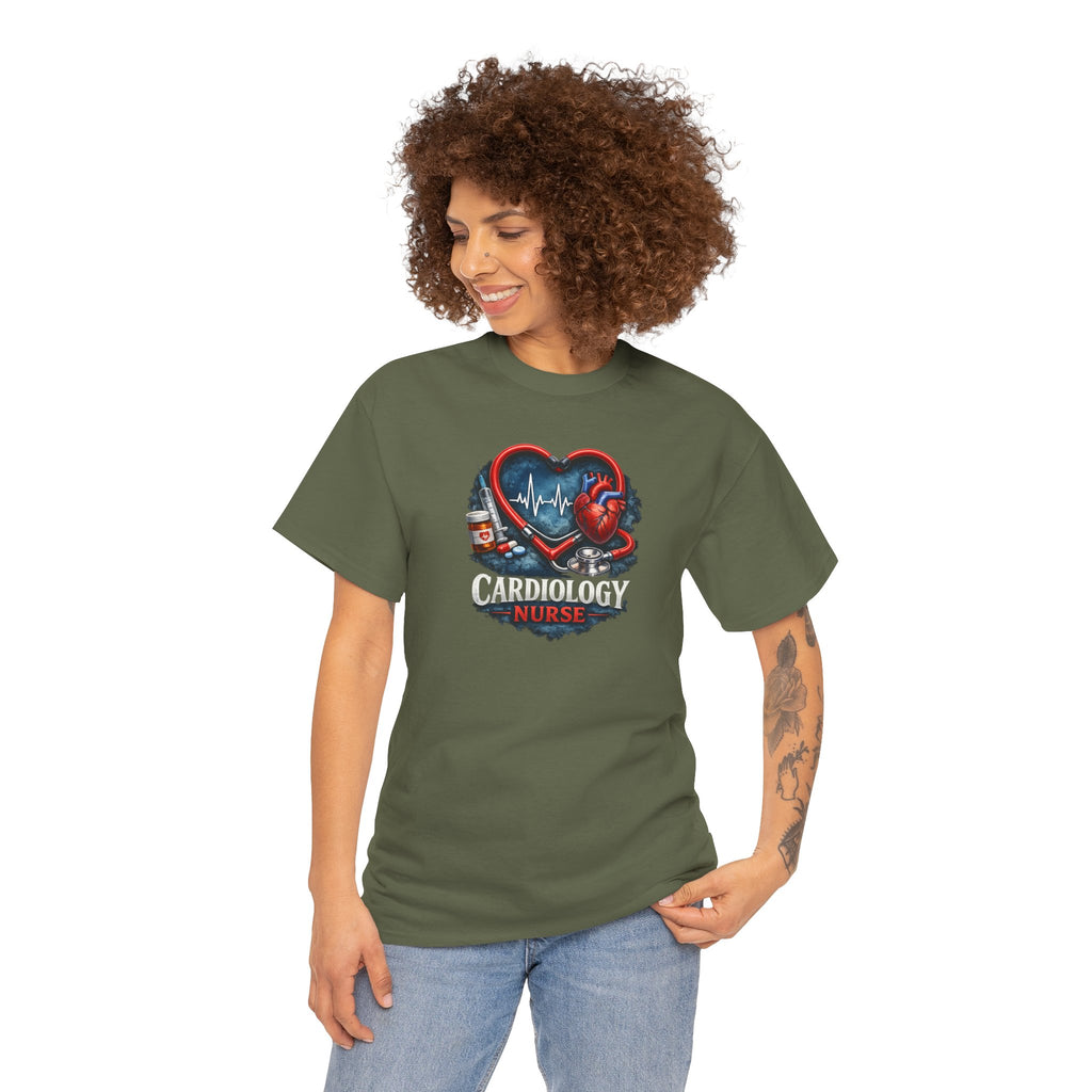 Cardiology Nurse T-Shirt — Heartbeat Stethoscope Design