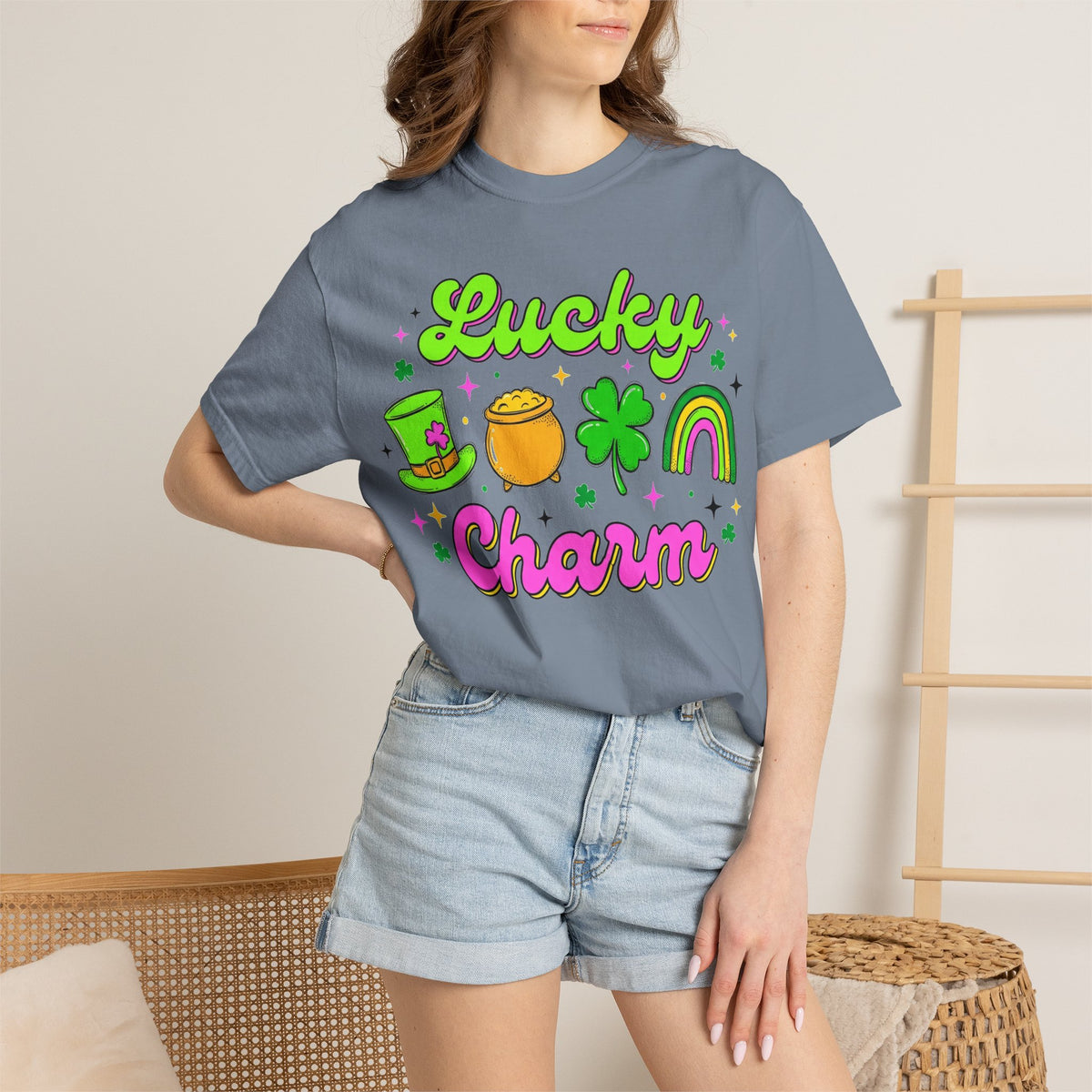 Lucky Charm Shirt, Retro St Patricks Day Doodle Tee, Pot Of Gold Rainbow Shirt, Irish Gift