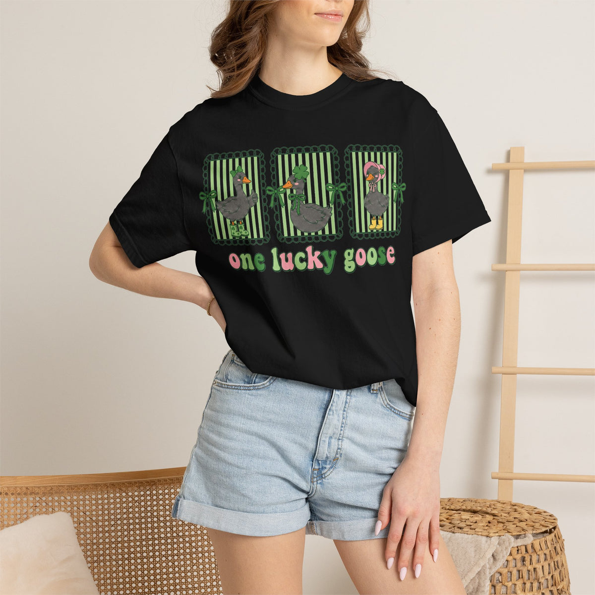 One Lucky Goose Shirt, St Patricks Day Goose Trio Tee, Funny Irish Shirt, Shamrock Gift