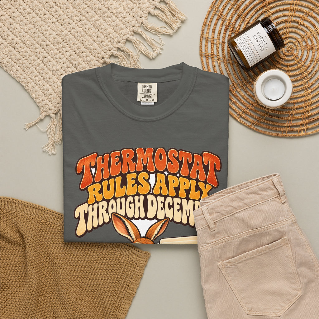Funny Dad Christmas Gift Thermostat Rules Apply Through December Shirt, Dad Humor Shirt, Gift for Dad Husband Father