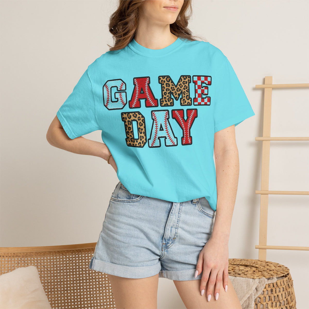 Game Day Varsity Patch Shirt, Baseball Leopard Letter Tee, Sports Mom Shirt, Baseball Mom Gift